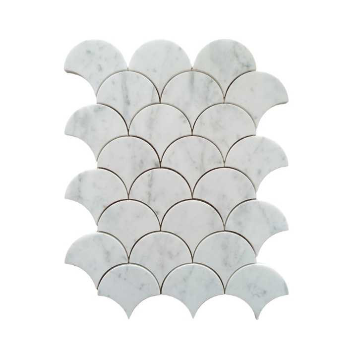 Carrara White Stone Lantern Fish Scale Hexagonal Bathroom Tiles