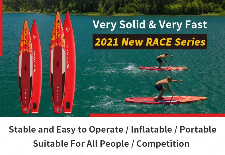 AQUA MARINA New RACE SUP Competition Surfboard 3.8m/4.2m Water Sports Pointed Design Fast Surfing Inflatable Surfboard 2 Size