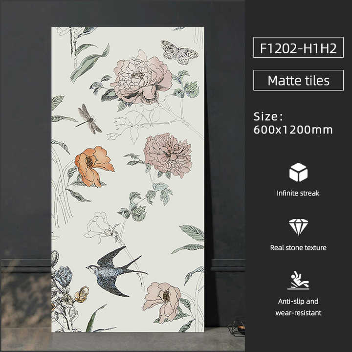 French Carved Flower Ceramic Tiles All Porcelain Wall Panels Ceramic Tiles For Kitchen Bathroom And Dining Room