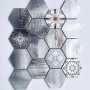 Custom Mixed Gray Hexagon Tiles for Kitchen Walls Modern Zellige Interior Wall Tiles 