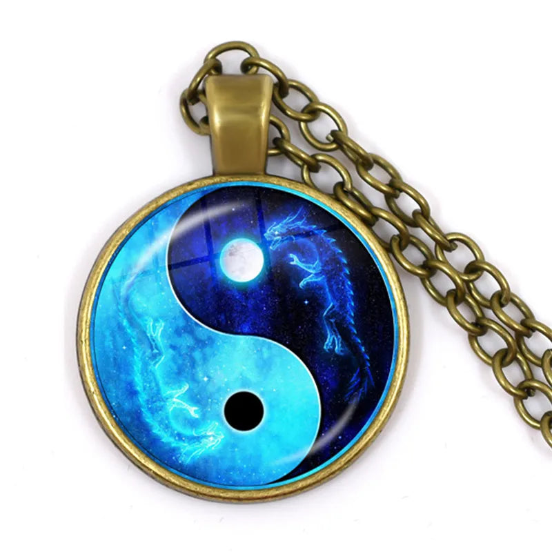 New Accessories Dragon Moon Yin Yang Tai Chi Time Gem Necklace European and American Sweaters Chain Necklace - Daisan Mart