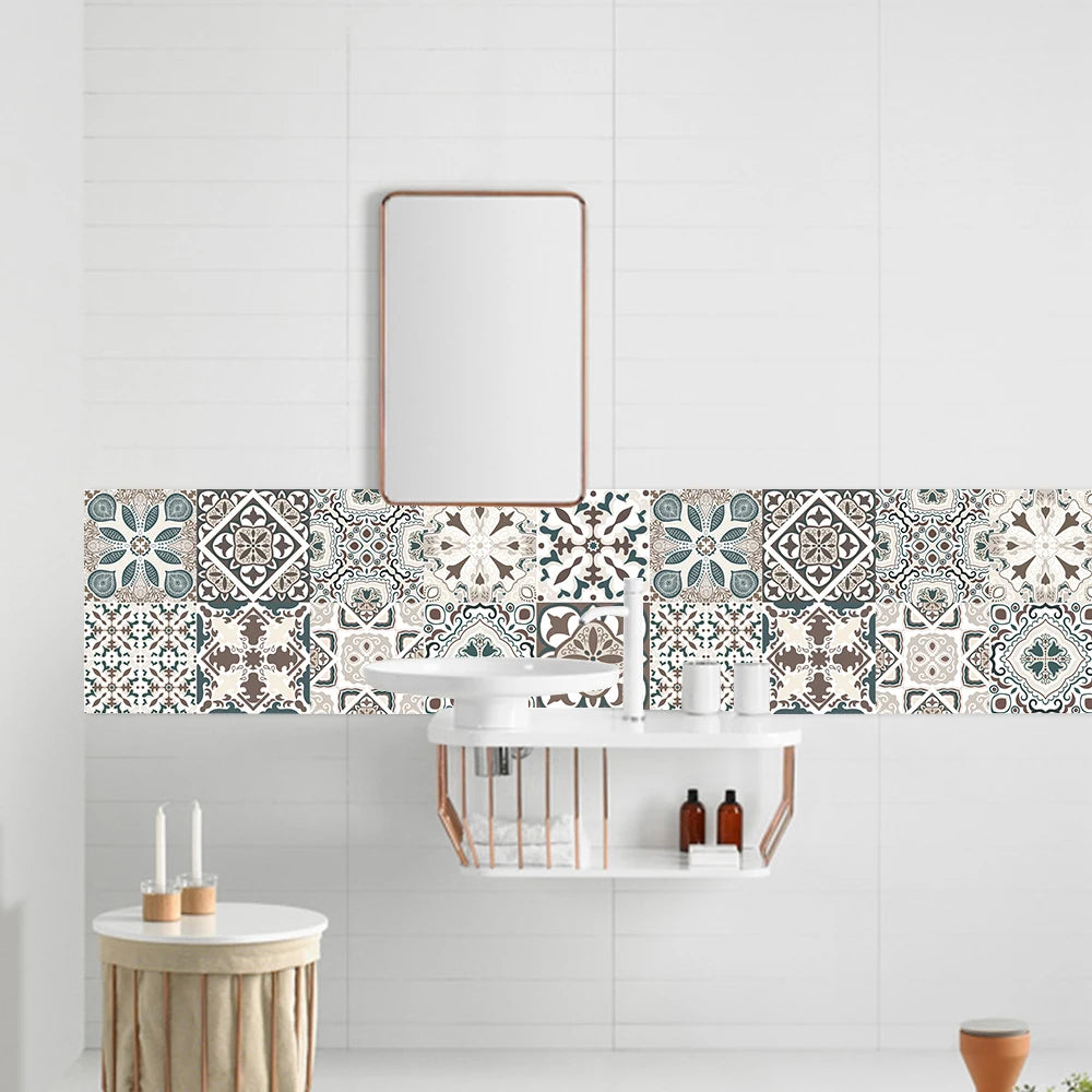 10 Pieces PVC Blue Gray Brick Wall Stickers