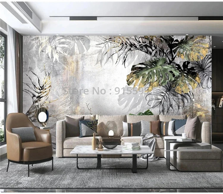 Custom Any Size Mural Wallpaper Modern 3D Tropical Rain Forest Leaves Fresco Living Room TV Sofa Background Wall Papel De Parede
