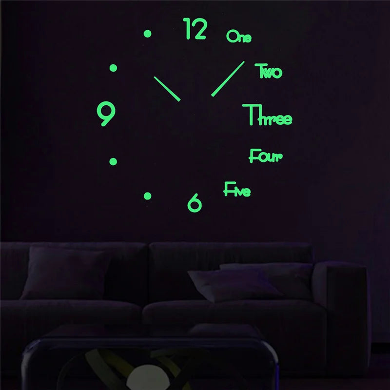 Cheap Night Light Art Acrylic Sticker Design Home Decorative Wall Clocks Luminous Large DIY Modern Wholesale City Stars Kids 3d