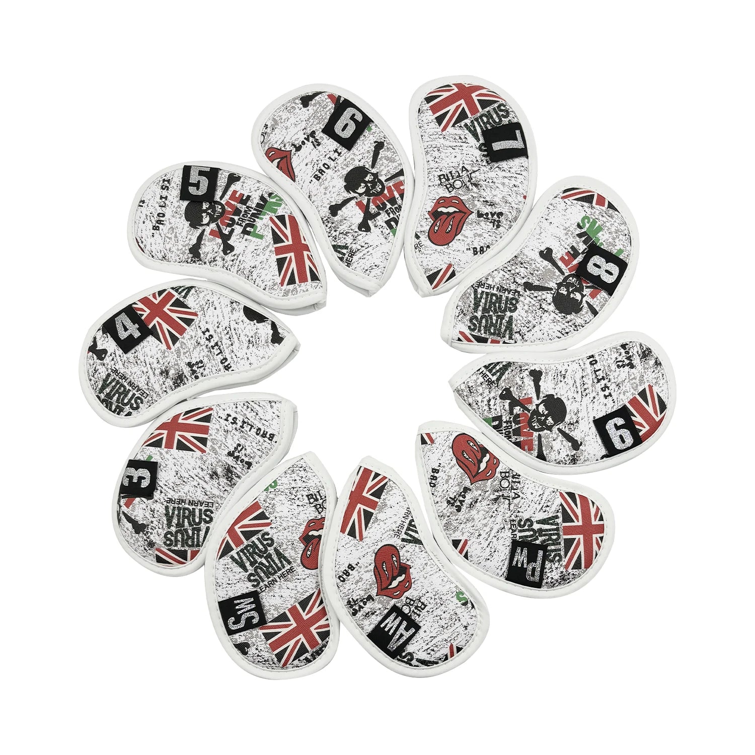 Luxury Custom Skull Embroidery Leather Golf Club Cover Set