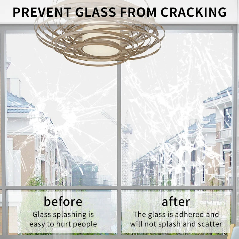 2mil 4mil 8mil 12mil Home Windshield Protection Film Transparent Anti Shatter Glass Safety Security Window Film