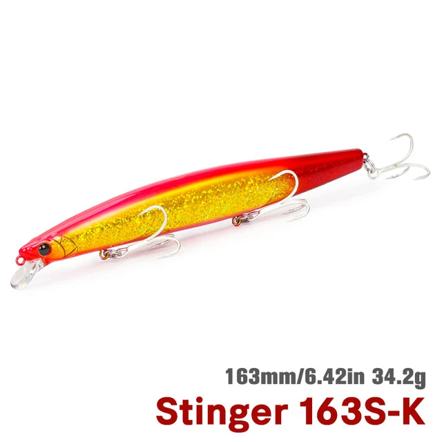 TSURINOYA 34.2g STINGER 163S Sinking Minnow 163mm Sea Fishing Lure Hard Artificial Pike Fishing Baits Tackle DW119