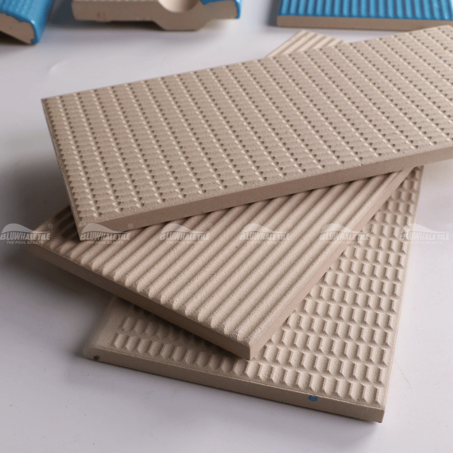 Standard Fina Enameled Pool Edge Corner Tile Sample 115x240mm 