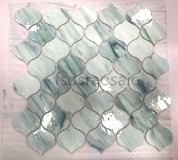 DS Modern Hexagon Glass Mosaic Tiles Kitchen Backsplash Living Room Interior for Bathroom Kitchen Using Wood Floor Design Style 