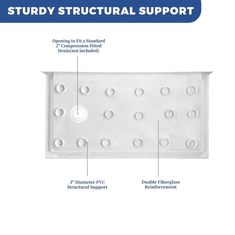 Bathroom Non-Slip Texture Right Drain Acrylic Rectangle Shape Single Threshold Shower Tray