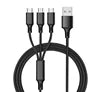 3 in 1 Durable Nylon Multi-Function Charging Cable 1.2M