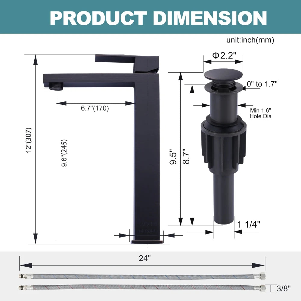 Modern Single Hole Stainless Steel 304 Wash Basin Faucet Hot and Cold Oil Rubbed Bronze Bathroom Countertop Mounted Basin Faucet - Daisan Mart