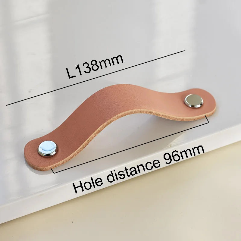 Nordic Style Pink Leather Handle Furniture Drawer Cupboard Kitchen Cabinet Door Knobs Pull Children's Room Cabinet Handles