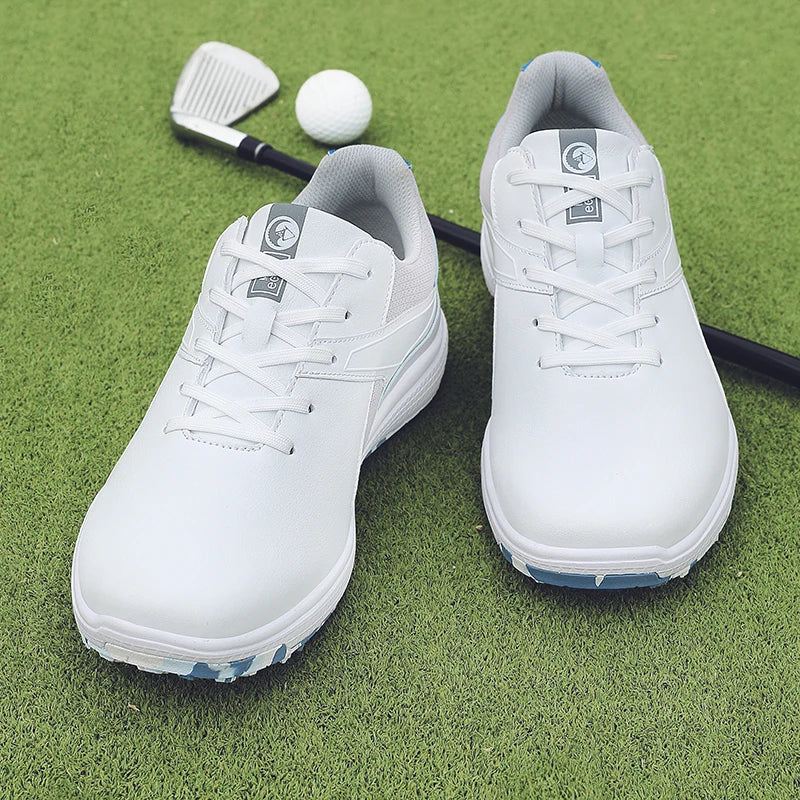 Luxury White Spiked Sole Microfiber Leather Golf Shoes 39-47