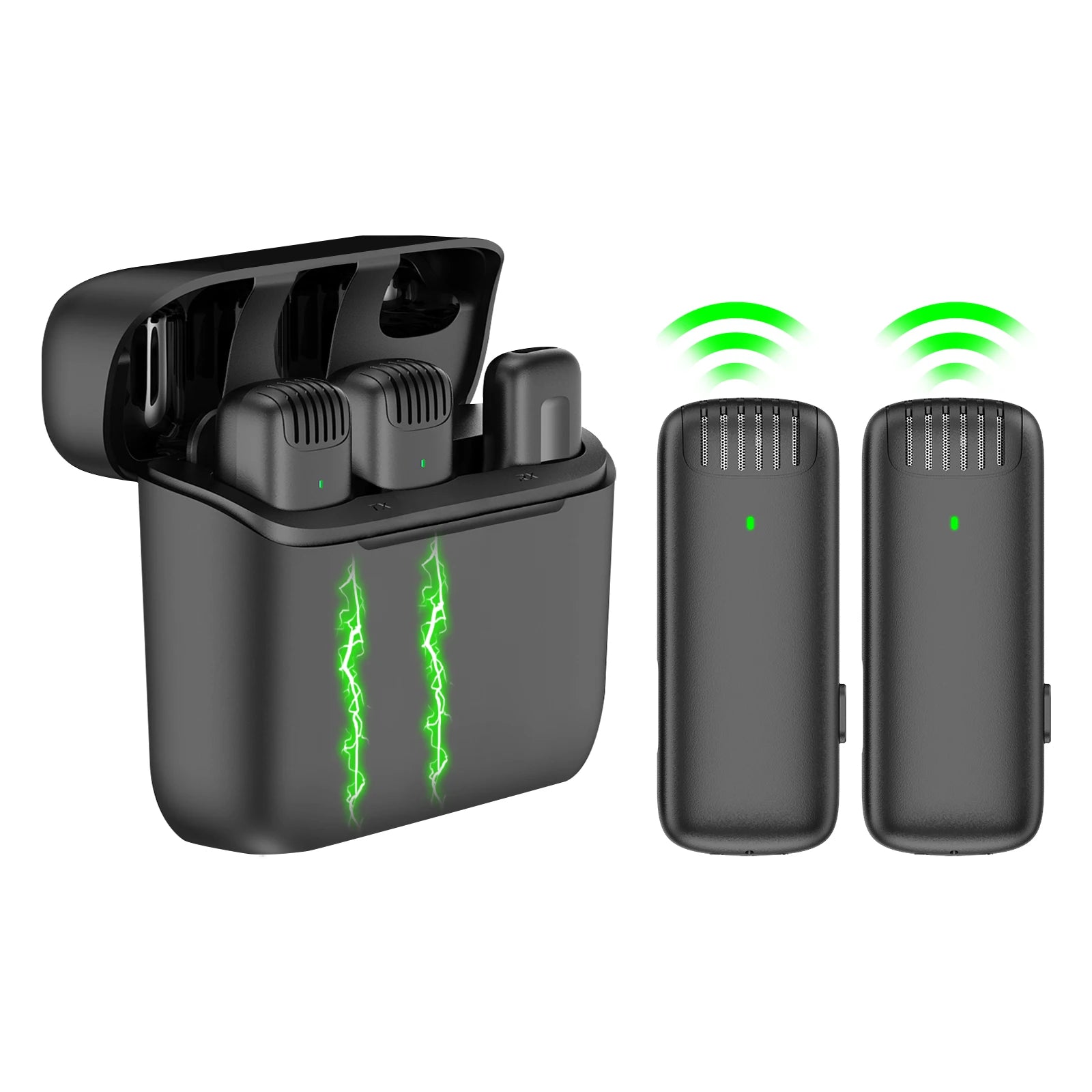 XTUGA J13 Wireless Lavalier Microphone with Charging Case Type-C/Lightning for Video Recording and Vlogging Made of Plastic