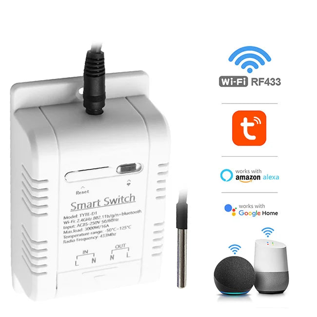 TUYA 16A Smart Switch WiFi Temperature Monitoring