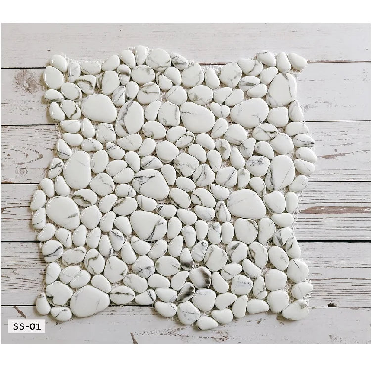 Factory Supply Bathroom Wall Tiles  Mixed Color Pebble Art Mural Wall Tiles Glass Mosaic SS-01 - Daisan Mart