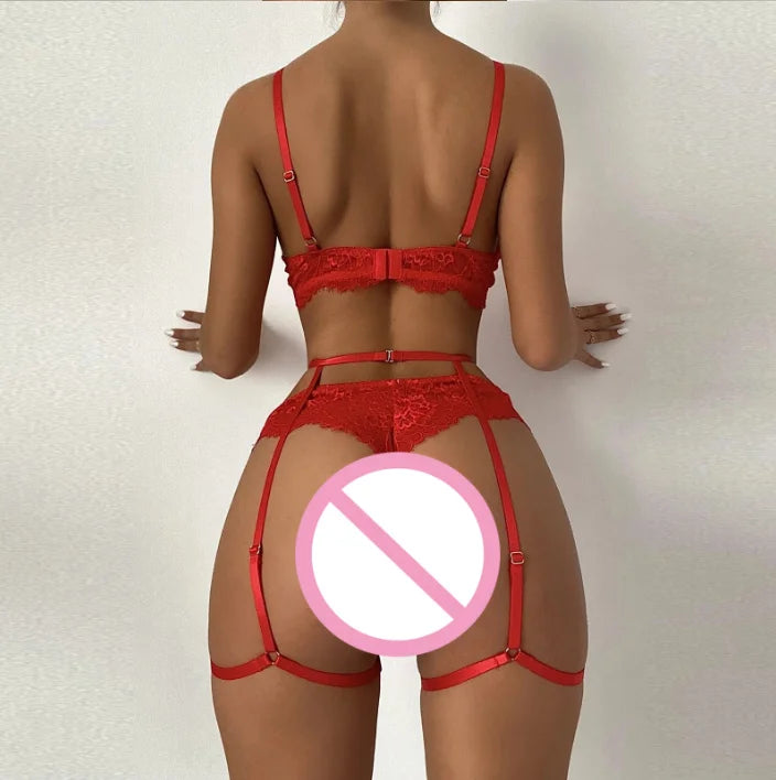 New Apparel Lace Lingerie Underwear Runderwire Steel Ring Garter Bra Thongs for Women - Daisan Mart