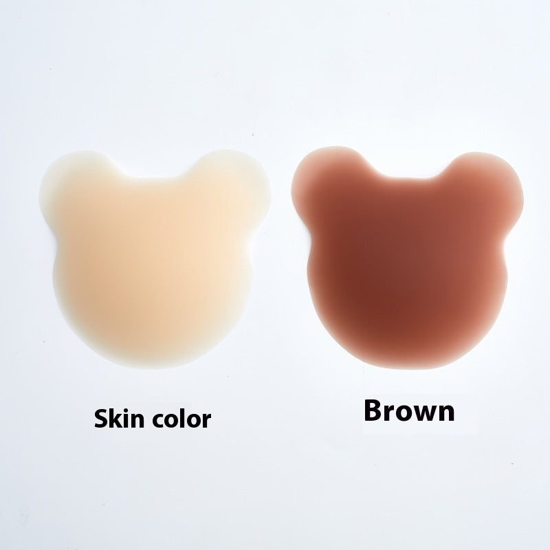 Bán sỉ Miếng dán ngực silicone nâng hình đầu gấu trúc nhỏ dễ thương, mỏng, tàng hình, chống lộ, màu trơn, kèm băng dính mềm mại gợi cảm. - Daisan Mart