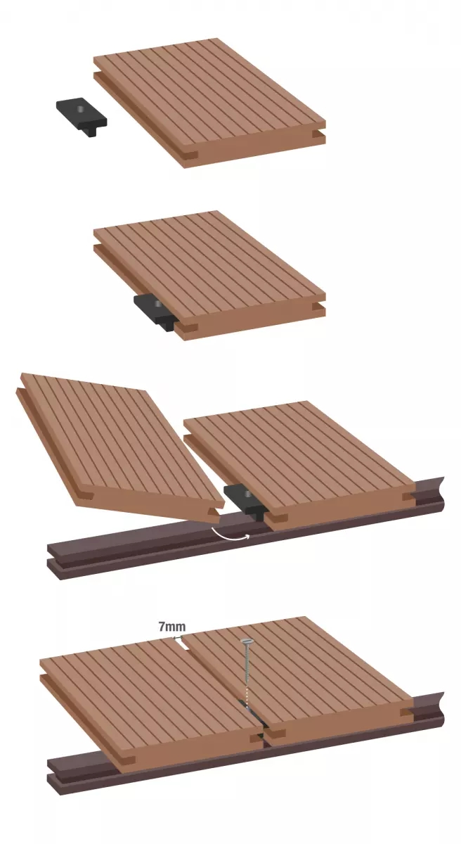 DIY outdoor decking panels made of wood plastic composite material 