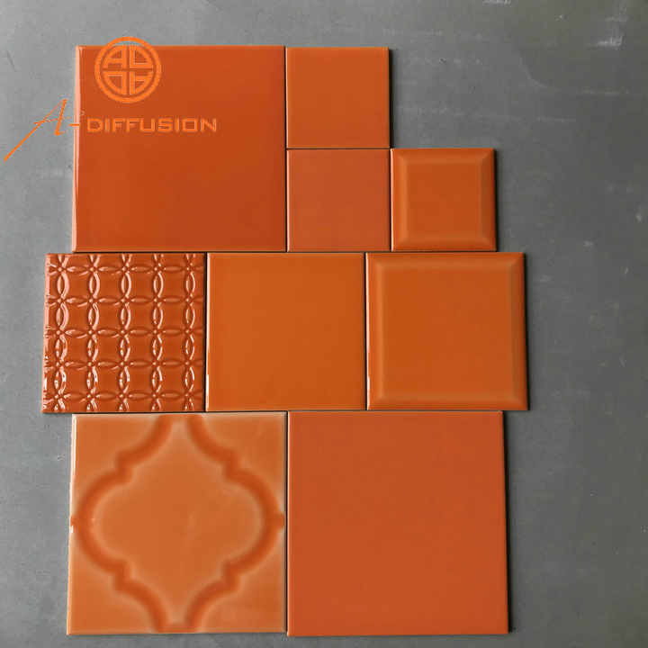 Bright Orange 6x6 Inch Premium Glossy Ceramic Wall Tiles
