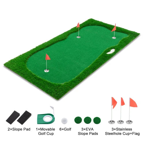 10x5FT 3-Hole Premium Indoor Outdoor Golf Practice Mat
