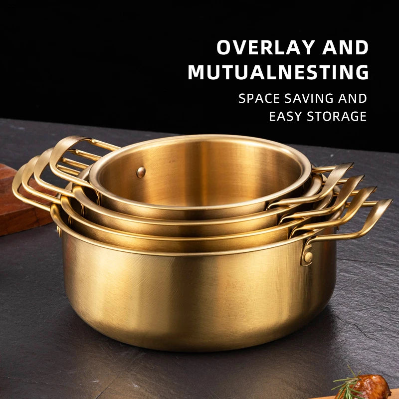 Korean Hot Pot with 2 Aluminum Handles for Cooking Seafood Noodles