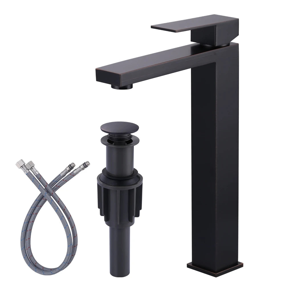 Modern Single Hole Stainless Steel 304 Wash Basin Faucet Hot and Cold Oil Rubbed Bronze Bathroom Countertop Mounted Basin Faucet - Daisan Mart
