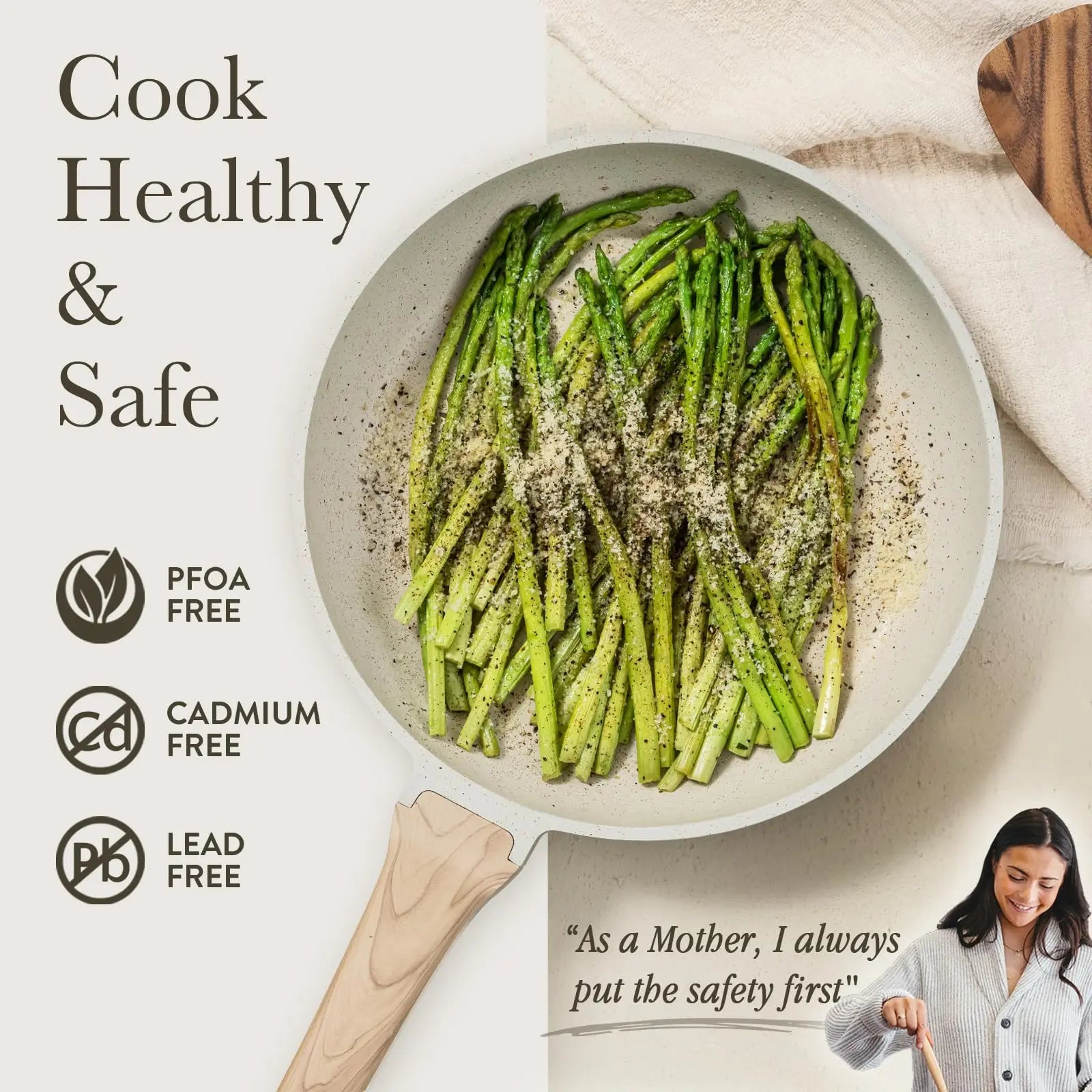 Bộ Nồi Chống Dính 17 Món Tay Gỗ Nắp Kính Cao Cấp