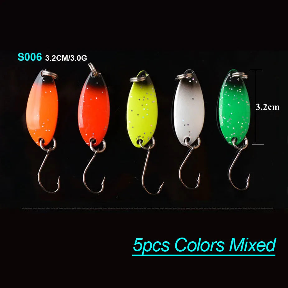 Bộ 5 Mồi Câu Kim Loại TOMA Dạng Lá Cá Lóc, Cá Trê