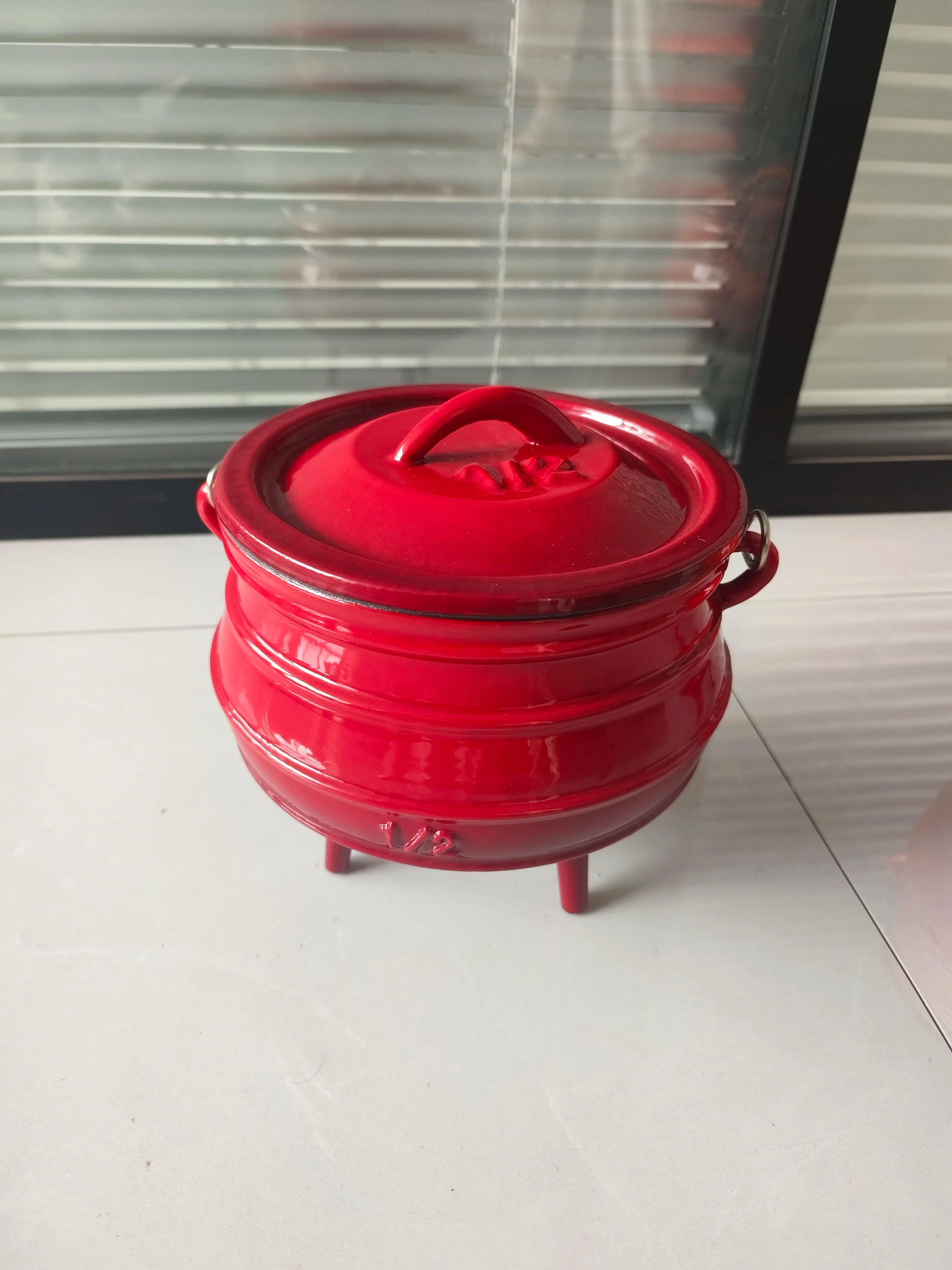 3-Legged Enameled Cast Iron Pot for Outdoor Cooking Multi-Function
