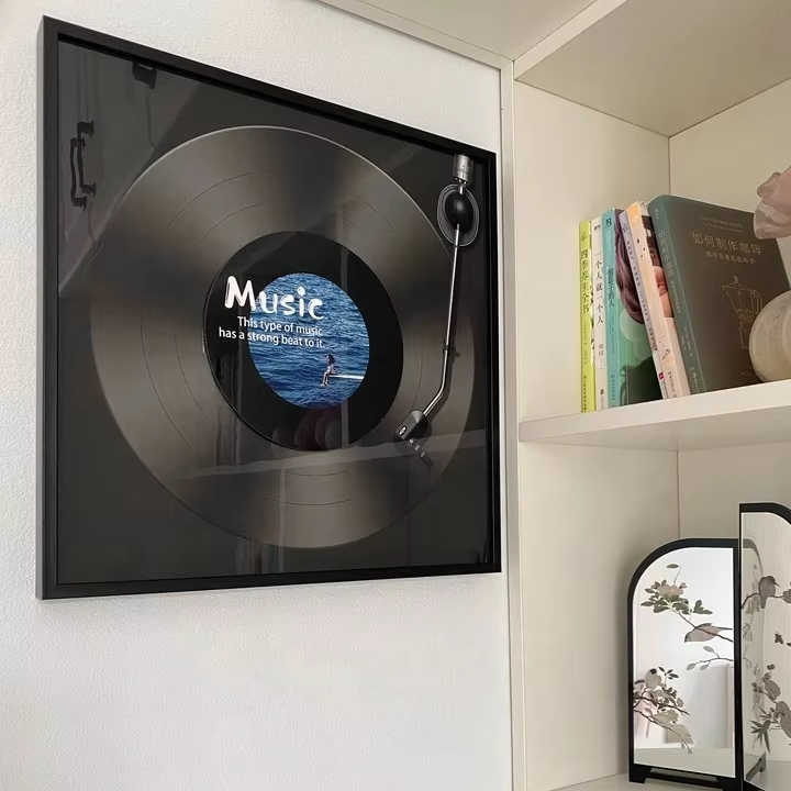 JZModern Decor Vinyl Record Nfc Wall Art Pictures UV Printing CD Discs Posters Art Crystal Porcelain Abstract LED Painting 