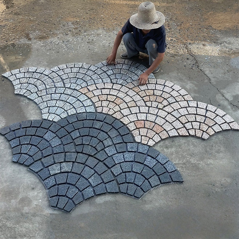 Durable round granite paving stones 