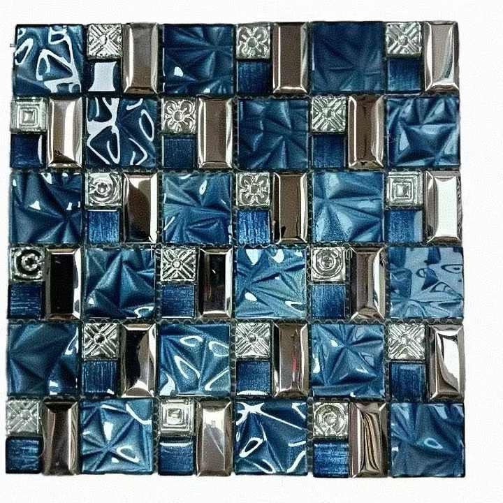 AGSQR104811 Purple Gold Metallic Square Mosaic Tiles Kitchen Glass Villa Hotel Home Interior Wall Floor Decoration Graphic Design 