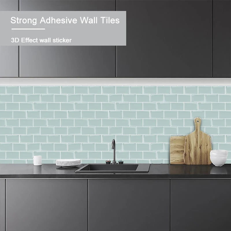 Premium 12x12 inch Kicthen Bathroom Backsplash Wall Stickers Self adhesive vinyl wallpaper shell and stick 3D Metro effect tiles