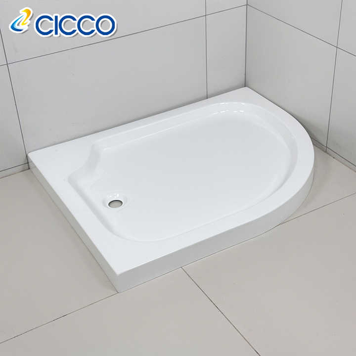 Manufacturer's modern white acrylic shower base knife shape suitable for hotel bathroom tray 