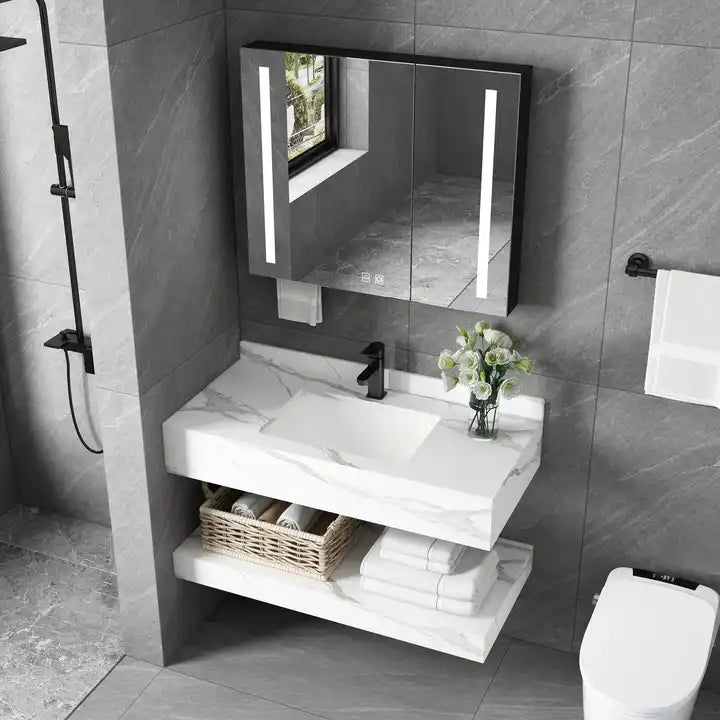 Luxury Marble Washbasin Cabinet for Hotel Bathroom Vanity Set Bathroom Washbasin Cabinet 