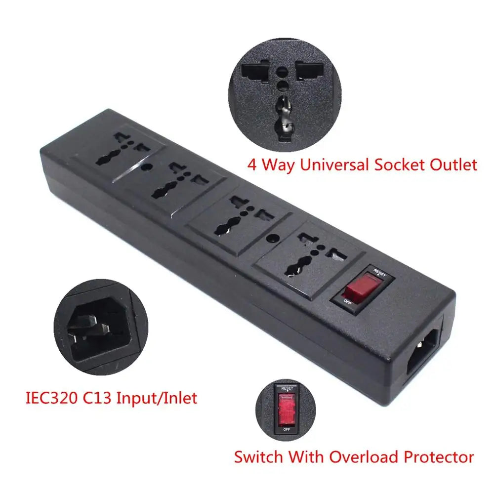 Network filter 4 Outlets Multi Universal PDU Power supply Electric Extension socket Connector for C14 C13 US UK AU EU Plug 2500W