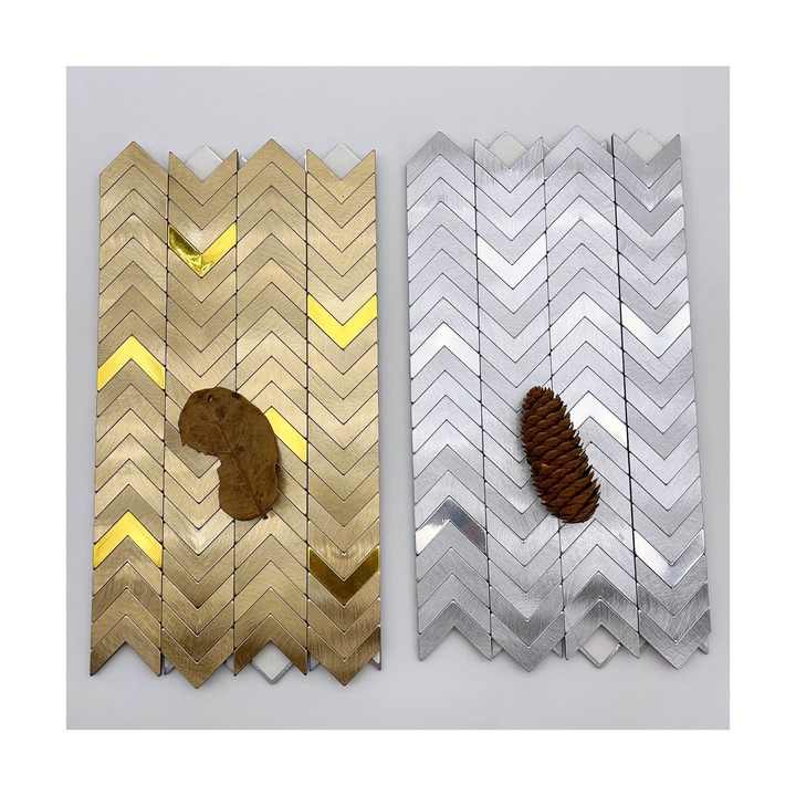 New peel and stick metal mosaic wall tiles made of PVC and aluminum for villa wall 