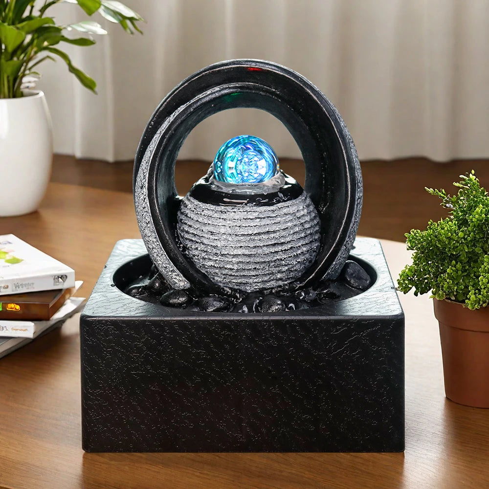 Arch-Shaped Fountain with Ball Base - Garden Decor for Outside & Outdoor Decor, Match Plants Resin Craft Ornament - Daisan Mart