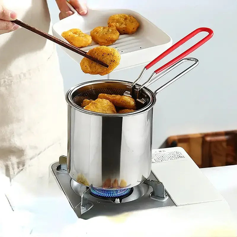 Mini Stainless Steel Oil Filter Fryer with Convenient Thermometer