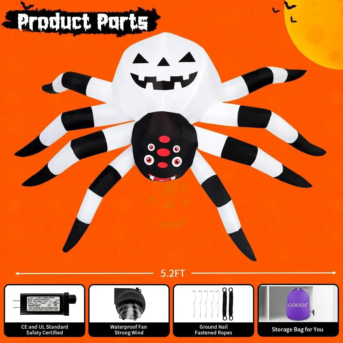 5FT LED Spider Lamp Unique Garden Halloween Decoration