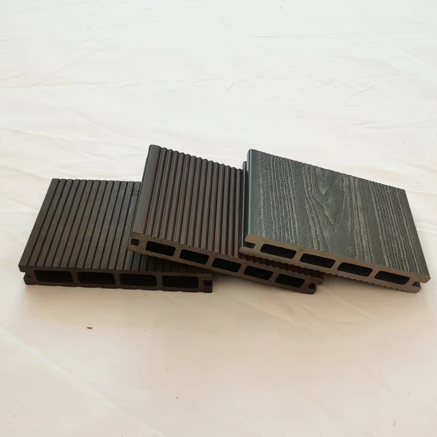 Custom modern design outdoor garden cladding, hollow extruded wood plastic composite flooring with accessories, waterproof, anti-slip 