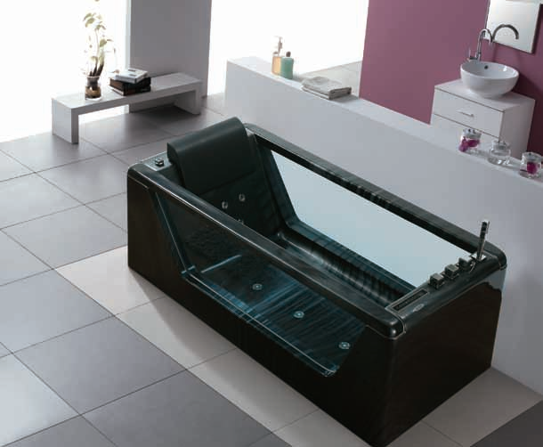 Cheap portable black and white glass massage indoor bathtub 