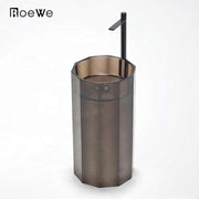 Black red transparent marble wash basin, pure plastic base, marble wash basin 