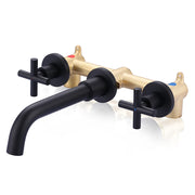 Matte Black Lavatory Faucet,Wall Mounted Vessel Sink Faucet,2 Handle Vessel Sink Faucet Wall Mount Bathroom Faucet - Daisan Mart