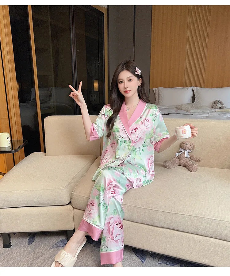 SAMWESTART Women's Premium Snow Silk Pajamas