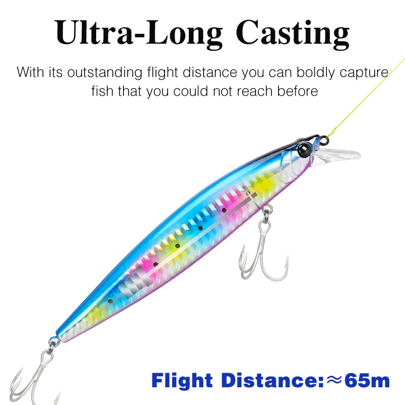 TSURINOYA 120F Ultra-long Casting Floating Minnow Saltwater Fishing Lure STINGER 120mm 19g Range 30-100cm Artificial Hard Baits