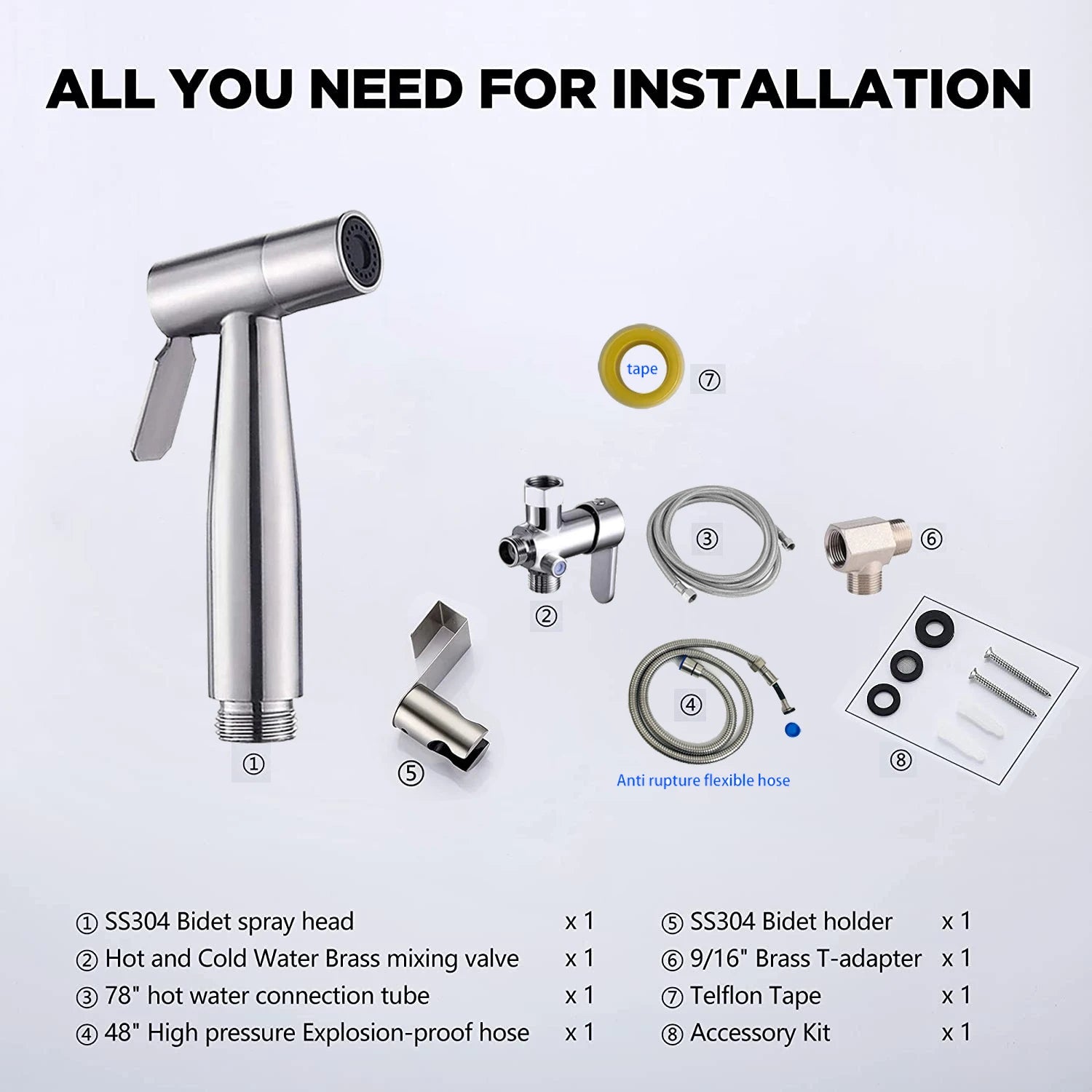 Bộ Vòi Xịt Inox 304 Đa Năng Nóng Lạnh Cho Nhà Vệ Sinh - Daisan Mart