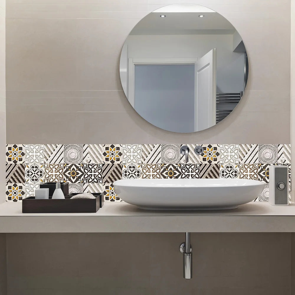 10 Pieces PVC Blue Gray Brick Wall Stickers